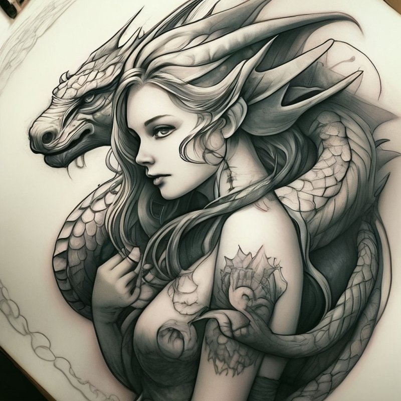 Драконы эскизы тату