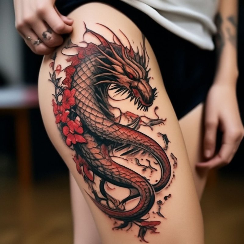 Тату дракона для девушек