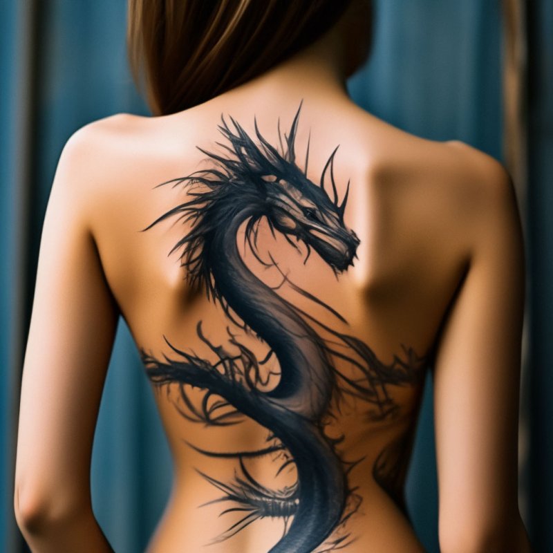 Тату дракона для девушек