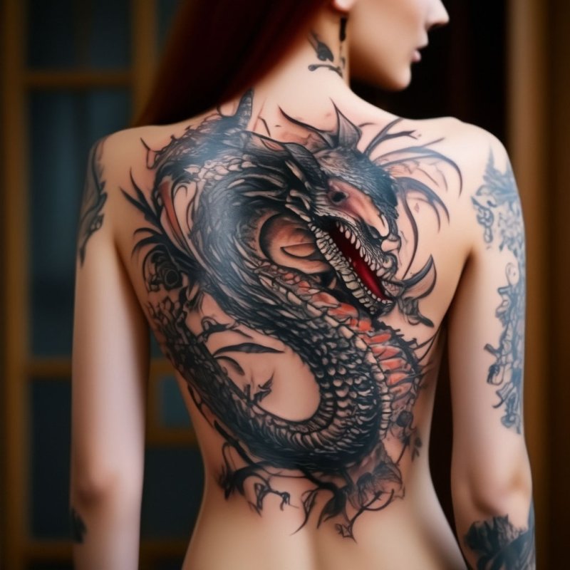 Татуировка дракона для девушки