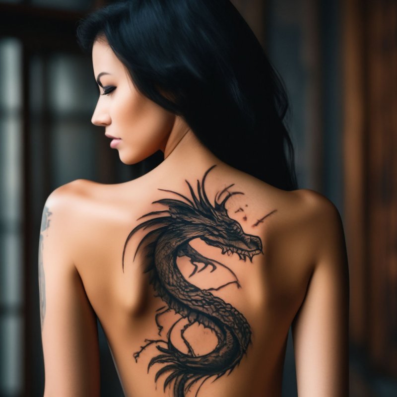 Татуировка дракона для девушки